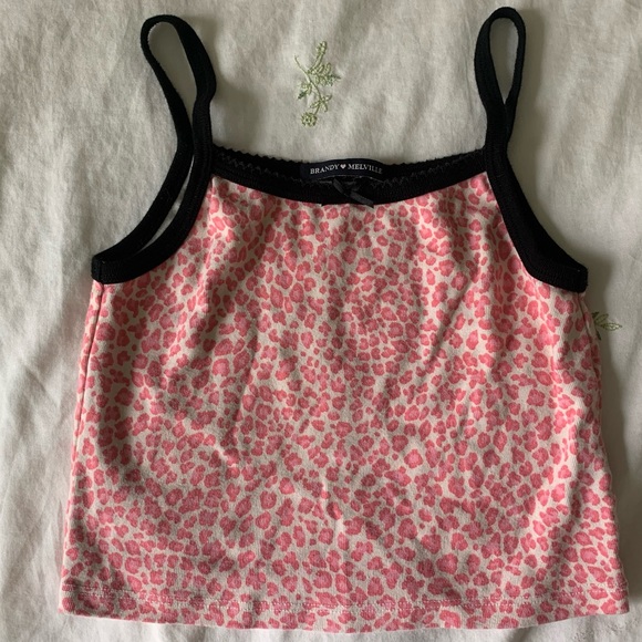 Brandy Melville Tops - brandy cheetah pink tank top